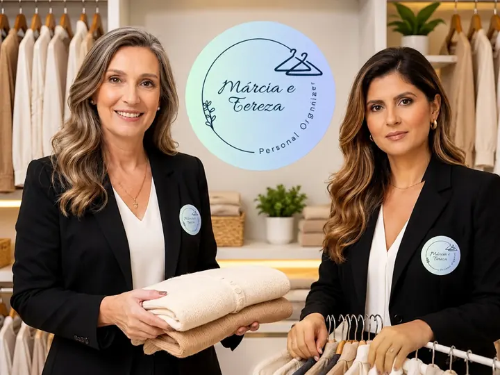 Márcia e Tereza, da M.T Organização e Estilo, em um closet organizado